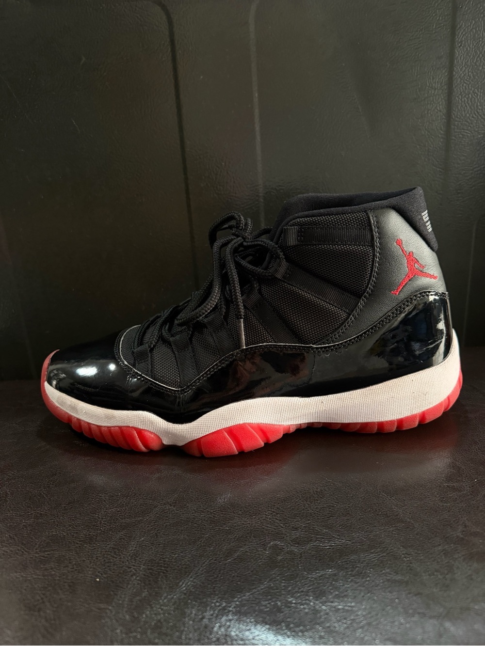 Jordan 11 Retro Bred High Top Sneakers - Black/Red/White